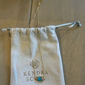 Kendra Scott Gold Necklace with Turquoise Blue Stone